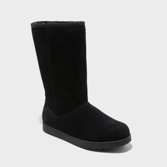 Universal Thread Shoes - Universal Thread Women's Sarah Suede‎ Shearling Black Winter Boots